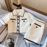 Yipinpay Waist Wide Leg Shorts Summer Two Piece Sets Lapel Puff Sleeve Women's Shirts Elegant Short Sleeve Crop Tops Retro Blouse