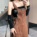 Yipinpay Dark Brown Denim Overalls For Women Clothes Casual 2023 Summer Jeans Jumpsuit Vintage Korean Female Playsuits Trousers Y2k