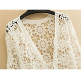 Yipinpay lace sunscreen cardigan with loose knit straps, air-conditioned jacket, spring and autumn new thin women's clothing