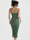 Yipinpay Lace Green Dress Elegant Sexy Night Wedding Guest Evening Party Dresses Spaghetti Strap Birthday Dresses for Women 2023