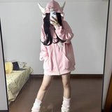 Yipinpay China-Chic Cute Cat's Ears Sweet Cool Star Wings New Zipper Cardigan Loose Hooded Sweatshirt Women Couple Coat Fashion