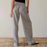 Yipinpay Women Y2K Aesthetic Wide-Leg Pants Stripe Drawstring High Elastic Waist Trousers Spring Fall Retro Sweatpants Bottoms