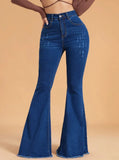 Yipinpay New Women High Waist Boot Cut Jeans Fashion Slim Denim Flared Pants Street Casual Trousers S-3XL Drop Shipping