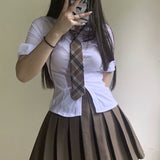 Yipinpay Sexy Slim Basic White Shirt Women Tunics Vintage Cute Korean Style Long Sleeve School Shirt Girls Casual Jk Uniform Tops