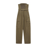 Yipinpay Off Shoulder Long Jumpsuits Woman 2023 Summer Women Overalls Sleeveless Backless Baggy Jumpsuit Woman Streetwear Romper