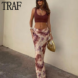 Yipinpay 2023 Women Skirt Tie Dye Summer Long Skirts For Women Fashion 2023 High Waist Midi Skirt Vintage Elegant Women's Skirts