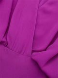 Yipinpay Purple Long Dress Women Wrap Satin Midi Dress Woman Long Sleeve Elegant Party Dresses For Women 2023 Evening Dresses