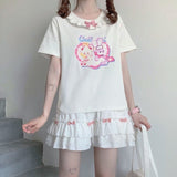 Yipinpay Kawaii White Mini Skirts Women Harajuku Ruffle Lace Bow Patchwork High Waist Pleated Skirt Japanese Style Soft Girl