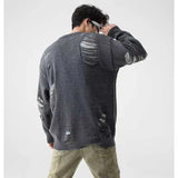Yipinpay Men's Sweater Y2k Vintage Star Fringe Hole-breaking Pullover Loose Knitted Jumper Sweaters Fashion Mens Designer Clothes