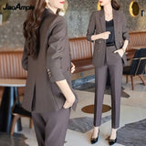 Yipinpay Women's Spring Autumn Professional Suit Jacket Matching Set Korean Elegant Casual Blazers+Pants Two Piece Female Trousers Suit