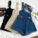 Yipinpay Denim Jumpsuits Women Spring Summe Retro Short Fashion One-shoulder Wide Leg Pants 2024 New Cool Girls Streetwear