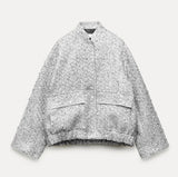 Yipinpay Sequin Gold Bomber Jacket For Women Loose Stand Collar Long Sleeve Coat 2023 Autumn Winter Street Female Outwear Jackets