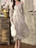 Yipinpay Sleeve Floral Y2k Mini Dress Woman Beach Elegant Short Party Dress Casual Vintage One Piece Dress Korea Fashion 2024 Spring