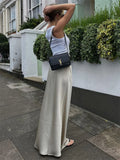 Yipinpay Summer For Women Maxi Skirt Slim Loose Lace-Up Elegant Fashion Party Outfits Skirt Solid High Waist Casual Long Skirt Y2k