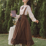 Yipinpay Vintage Bow Shirt Women Kawaii Cute Long Sleeve Peter Pan Collar Elegant Lolita Blouse Autumn School Shirt for Girls 920