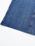Yipinpay Blue Denim Skirt Woman Jean Long Skirts For Women Fashion 2023 Faded High Waist Pencil Skirt Frayed Midi Skirt With Slit