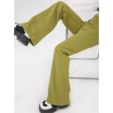 yipinpay Womens Jeans High Waist Green Korean Fashion Streetwear Straight Pants Baggy Casual Vintage Ladies Wide Leg Denim Trouser