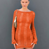 Yipinpay Cut Out Long Sleeve Dress Women Mini Backless Bodycon Female Dresses New Summer Sexy Party Club Ladies Vestidos S M L