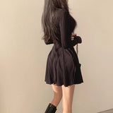 Yipinpay Slim Sexy White Turtleneck Dress Women Above Knee Vestidos De Mujer Irregular Ruffles Casual Black Grey Women Dresses