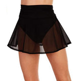 Yipinpay Womens Sheer Mesh Mini Skirts High Waist Solid Color See Through Skater Skirt Beach Cover-Ups Club Street Style Fashion S-XL