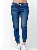 Yipinpay 2024 Women's Loose Jeans Plus Size Elastic Waist Ladies Comfortable Casual Foot Retraction Lantern Pants