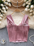 Yipinpay Sequin Velvet Sexy Tank Tops Women Mini Slim Fit Solid Backles Hotsweet Fashion Senior Outerwear Vintage Party Camis