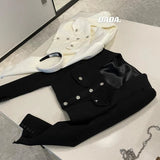 Yipinpay Short Diamond Coat Temperament Top Square Long Sleeve Chaquetas Mujer White Plaid Jacket Tweed Cardigan Crop Women