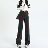 Yipinpay Waisted Straight Jeans For Y2k Women Streetwear Summer Korean Dongdaemun 2023 Femme Pants Baggy Blue Denim Trousers Vintage