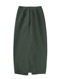 Yipinpay Knot Long Skirt Women High Waist Split Pencil Skirt Sets Streetwear Pleated Summer Skirts Woman 2023 Elegant Midi Skirts