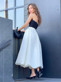 Yipinpay Elegant Women White Ball Gown Skirts Chic Women Party High Waist Midi Skirts Spring 2023 Pleated Long Skirts Female