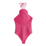 Yipinpay 2023 Women Swimwear Flower Sexy Backless Body Woman Off Shoulder Halter Summer Woman Bodysuit Lingerie Tights Swimsuit