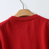 Yipinpay Women Red Knit Crop Cardigan Long Sleeve O Neck Single Breasted Female Sweater Coat