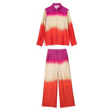 Yipinpay Tie Dye Women Shirts And Blouses Satin Long Sleeve Top Women Loose Summer Blouses Woman 2023 Streetwear Button Up Shirt