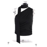 Yipinpay Sexy Off Shoulder Halter Tank Tops Women Vintage Sleeveless Crop Top Y2K Clothes Club Female Casual Summer 2023