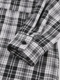 Yipinpay Patchwork Black And White Plaid Shirts Women Pocket Gingham Blouse Casual Loose Long Sleeve Print Tops Spring Shirts