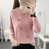 Yipinpay Pullover Sweater 2024 New Thin Knitwear Hooded Sweater Loose Long Sleeve Solid Pullover Sweater Coat Undercoat Women Top