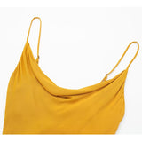 Yipinpay Yellow Slip Long Dress Women Asymmetric Midi Dresses Backless Satin Summer Dress Woman 2023 Sexy Evening Party Dresses