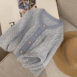 Yipinpay Elegant Cardigan Sweater Women's Fashion O-Neck Long Sleeve 2024 New Spring Autumn Knitwear Women's Short Loose Coat Top