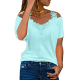 Yipinpay Lace Short Sleeved T-shirt 2024 Summer Women Clothing Casual Shirt Tees Y2K Crop Clothes Elegant Female Pullover Topso