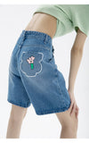 yipinpay Women's Straight Shorts Jeans High Waist Street Summer Vintage Five-point Pants Design Casual Ladies Denim Wide Leg Shorts