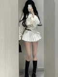 Yipinpay Fashion 3 Piece Skirt Sets Woman Slim Vest + Casual Short Blouse + Sexy Y2k Mini Skirt Party Elegant Suit 2024 Autumn