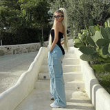 Yipinpay Women Knitted Tube Top Strapless Backless Irregular Slit Solid Color Summer Ladies Stretchy Vest for Club Party