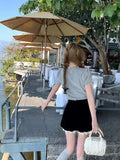 Yipinpay Summer Sweet Elegant Blouse Women Evening Party Slim Y2K Crop Top Office Lady Outwear Short Sleeve Korean Reviews Clothes