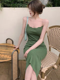 Yipinpay Spaghetti Strap Long Dress Women Summer Elegant Beach Party Dress Female Korean One Piece Casual Y2k Bodycon Dress 2023 New