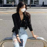 Yipinpay Fall Sexy Camisole Top + Cropped V Neck Black Cardigan Twist Knitted Coat Korean Chic Two Piece Sets Retro Winter Clothes