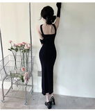 Yipinpay Sexy Halter Strapless Dress Women Bodycon Slim Off Shoulder Hip Vestidos De Mujer Knit Dress Long Mesh Party Fashion Chic