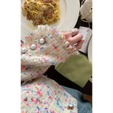 Yipinpay Temperament Small Fragrance Rainbow Jacket  Women Tweed Fringe Coat Top Korean Autumn Winter Clothes Jaqueta Woolen Cardigan