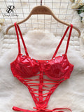 Yipinpay Strap PU Leather Sexy Bodysuits Ladies Sleeveless Hollow Out Lingerie Erotic Nightwear Fashion Backless Sexy Playsuits