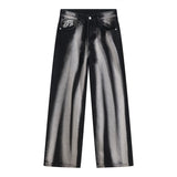 Yipinpay Men's Baggy Wide Leg Jeans Unisex Vintage Washed Blue Denim Trousers High Waist Loose  Straight Male Pants Harajuku Streetwear