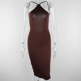 yipinpay Skims Dress Women Summer Dress Sleeveless Brown Bodycon Dress Female Solid Tank Dress Ruched Streetwear Sexy Dress